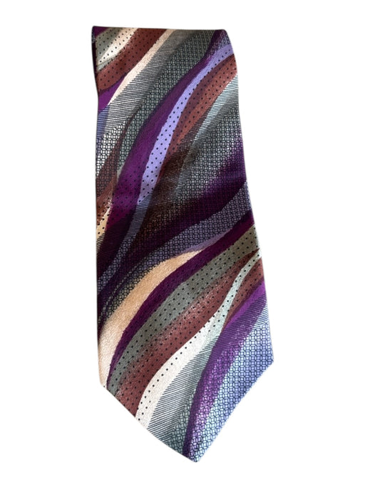 Pierre Balmain Purple & Pink Silk Striped Men's Ties Purple & Pink