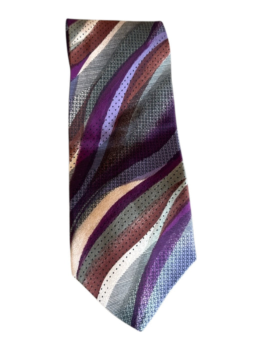 Pierre Balmain Purple & Pink Silk Striped Men's Ties Purple & Pink