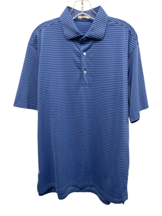 Oliver Ridley Size M Blue Synthetic Striped Polo Athleisure Men's Short Sleeve Blue / M