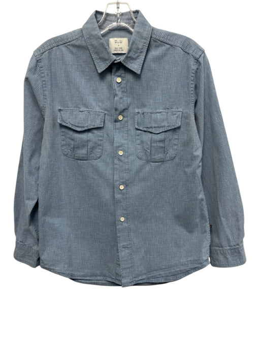 Billy Reid Size S Blue & White Cotton Grid Button Up Men's Long Sleeve Shirt Blue & White / S