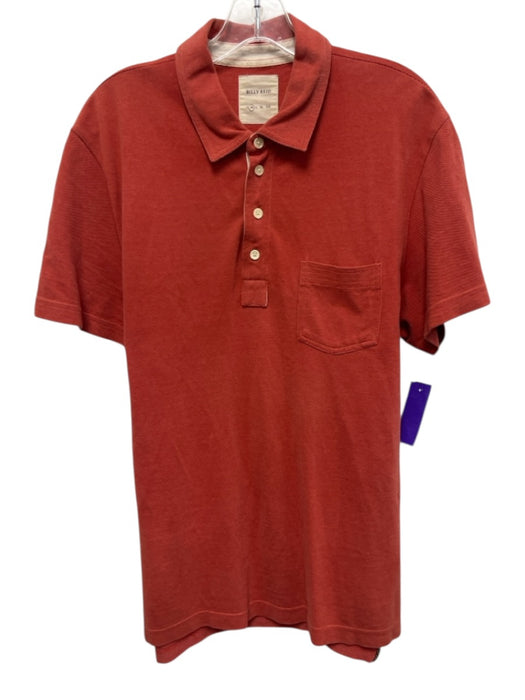 Billy Reid Size M Orange Cotton Solid Polo Men's Short Sleeve Orange / M