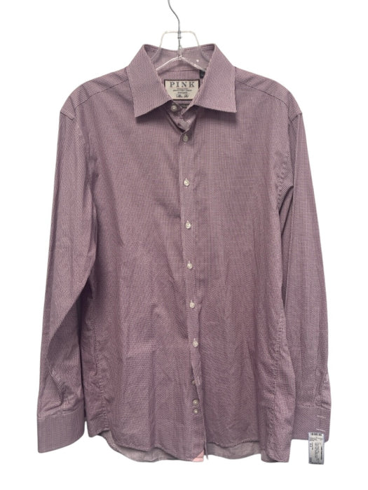 Thomas Pink Size 15.5 Purple & White Cotton All Over Print Long Sleeve Shirt Purple & White / 15.5