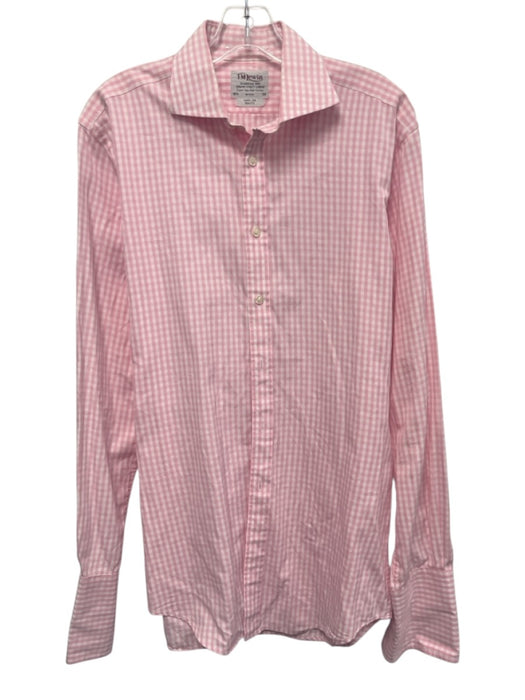 TM Lewin Size 15.5 Pink & White Cotton Plaid Button Down Men's Long Sleeve Shirt Pink & White / 15.5