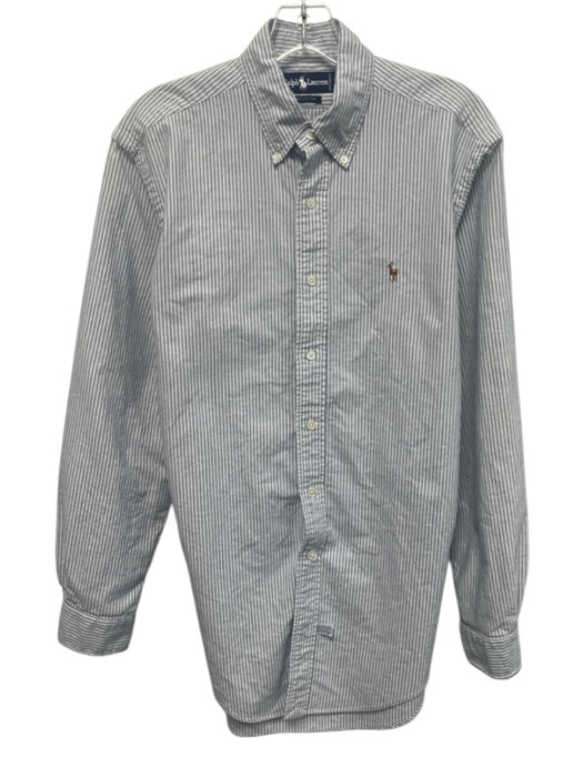 Ralph Lauren Size 15.5 Blue & White Cotton Striped Button Down Long Sleeve Shirt Blue & White / 15.5