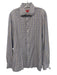 Isaia Size 16.5 Brown, White & Blue Cotton Plaid Button Down Long Sleeve Shirt Brown, White & Blue / 16.5