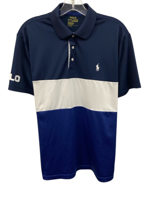 Polo Size M Blue & White Polyester Polo Men's Short Sleeve Blue & White / M