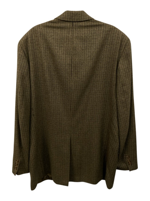 Polo University Brown & Green Silk Houndstooth Plaid 2 Button Men's Blazer Brown & Green / 42T