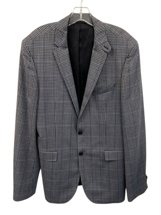 Boss Blue & Multi Wool Plaid 2 Button Men's Blazer Blue & Multi / 42L