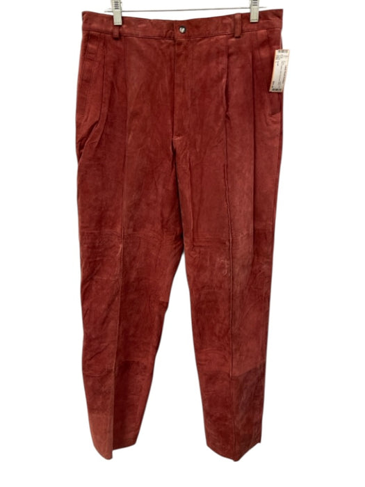 Genelli Size L Red Leather Solid Men's Pants Red / L