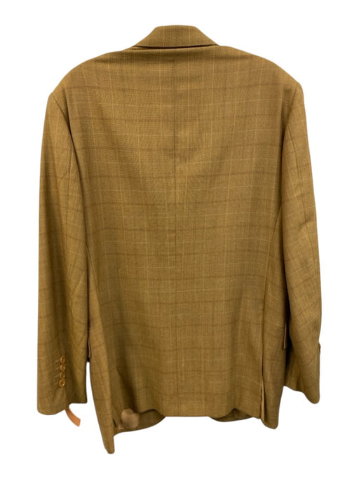 Luciano Barbera Tan Wool Blend Plaid 3 button Men's Blazer Tan / est 38