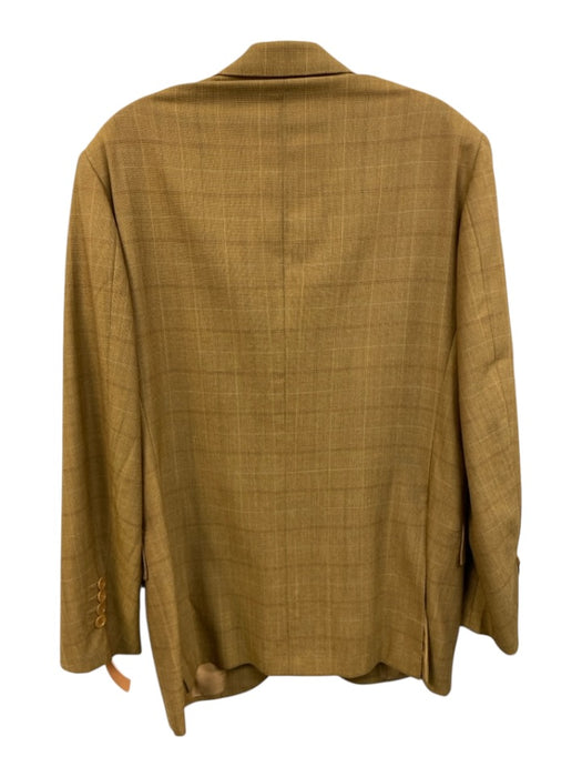 Luciano Barbera Tan Wool Blend Plaid 3 button Men's Blazer Tan / est 38