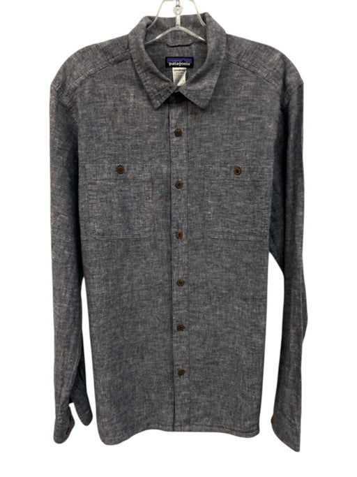 Patagonia Size M Blue Cotton Blend chambray Point Collar Men's Long Sleeve Shirt Blue / M