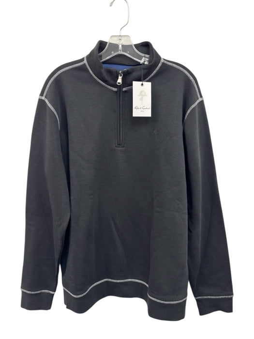 Robert Graham NWT Size M Black Cotton Solid Quarter Zip Men's Long Sleeve Shirt Black / M
