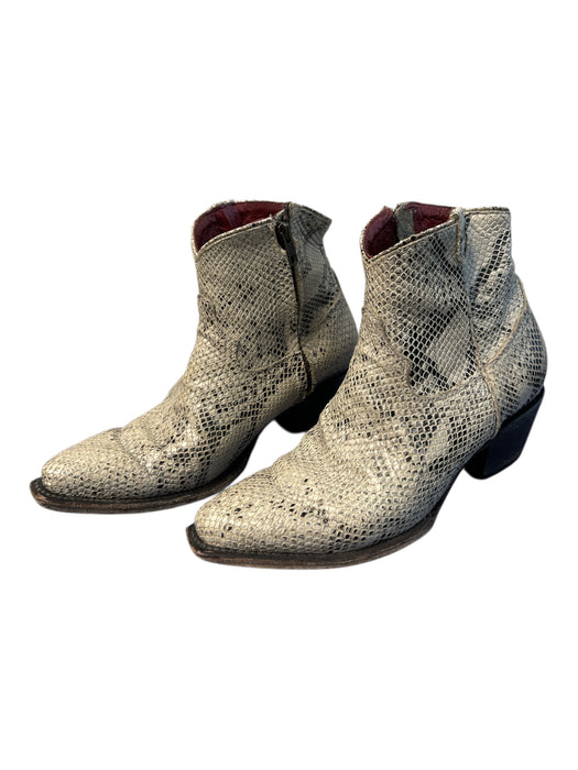 Freebird Shoe Size 8 Grey & Black Leather Side Zip Pointed Toe Western Booties Grey & Black / 8