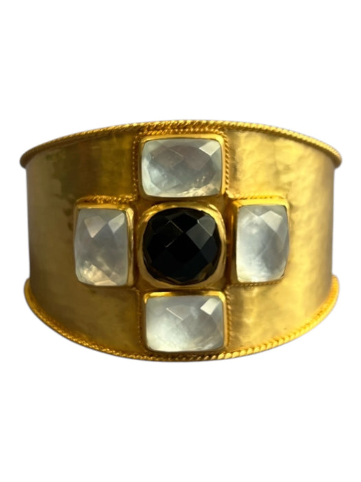 Julie Vos Gold Black & White Gold Plated Cuff Crystal Geometric Cord Bracelet Gold Black & White