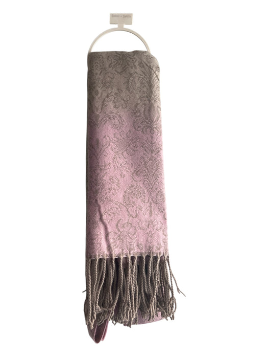 Sasso & Smyth Taupe & Pink Polyester Gradient Botanical Fringe scarf Taupe & Pink / One Size