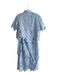 No Brand Size S Baby Blue Polyester Short Sleeve Cut Outs Button Down Pant Set Baby Blue / S
