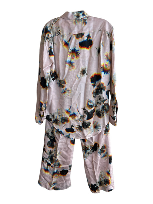 Brandon Maxwell Size 10 Pink & Multi Viscose Satin Flower Pin Pant Set Pink & Multi / 10