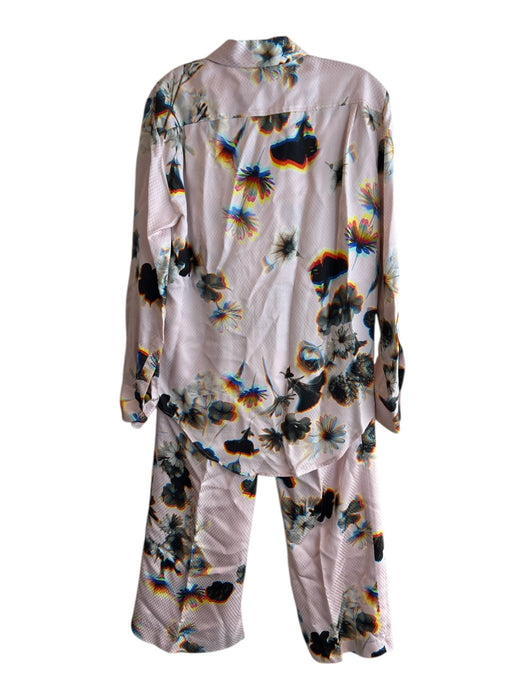 Brandon Maxwell Size 10 Pink & Multi Viscose Satin Flower Pin Pant Set Pink & Multi / 10