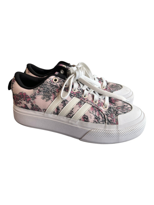 Adidas Shoe Size 7.5 Pink & White Manmade Material Round Toe Floral Print Shoes Pink & White / 7.5