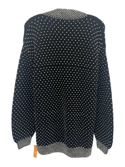 Lulu Bravo Size L Black & Silver Wool Long Sleeve Beaded Knit Heavy Sweater Black & Silver / L