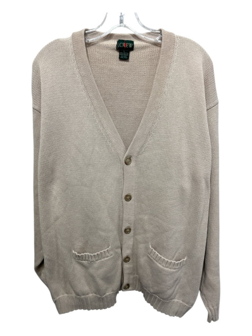 J Crew Size Large Beige Cotton Long Sleeve Button Front Knit Pockets Cardigan Beige / Large