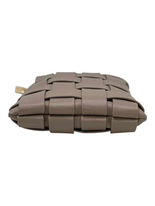 By Anthropologie Beige PU Leather Woven Zip Top Adjustable Strap Crossbody Bag Beige