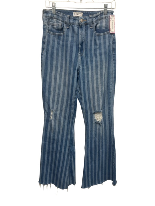 Cello Size 9 Blue Cotton Blend Denim Striped distressed Flare Leg Jeans Blue / 9