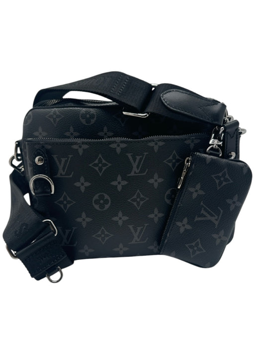 Louis Vuitton Excellent Black & Gray Coated Canvas Monogram Color Block Bag