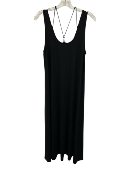 Eileen Fisher Size M/L Black Viscose Blend Sleeveless Knots Maxi Dress Black / M/L