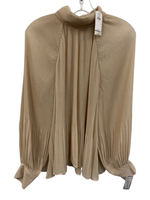Banana Republic Size M Beige Polyester Accordian Long Sleeve high neck Top Beige / M