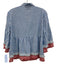 Tuckernuck Size M Blue, White, Red Cotton Long Sleeve Striped Split Neck Top Blue, White, Red / M