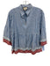 Tuckernuck Size M Blue, White, Red Cotton Long Sleeve Striped Split Neck Top Blue, White, Red / M