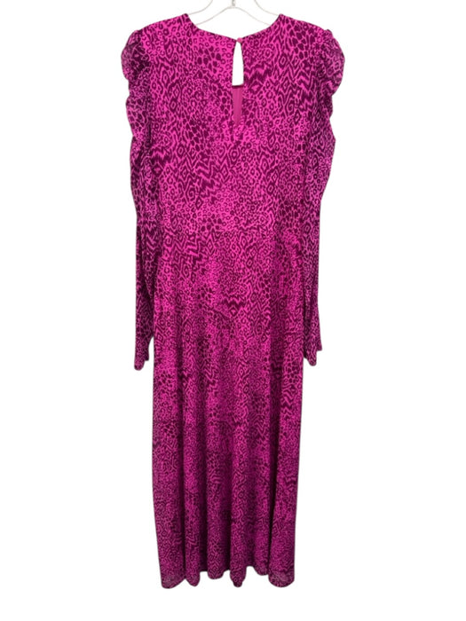 Lilly Pulitzer Size L Pink & Purple Nylon Cheetah Long Sleeve Midi Mesh Dress Pink & Purple / L