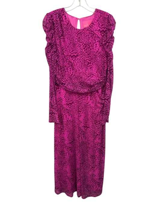 Lilly Pulitzer Size L Pink & Purple Nylon Cheetah Long Sleeve Midi Mesh Dress Pink & Purple / L