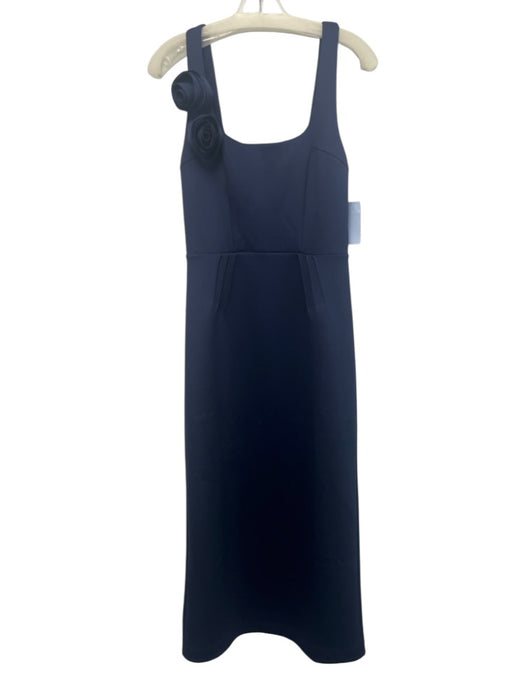 Lilly Pulitzer Size 2 Navy Blue Polyester Blend Sleeveless Floral Pintuck Dress Navy Blue / 2