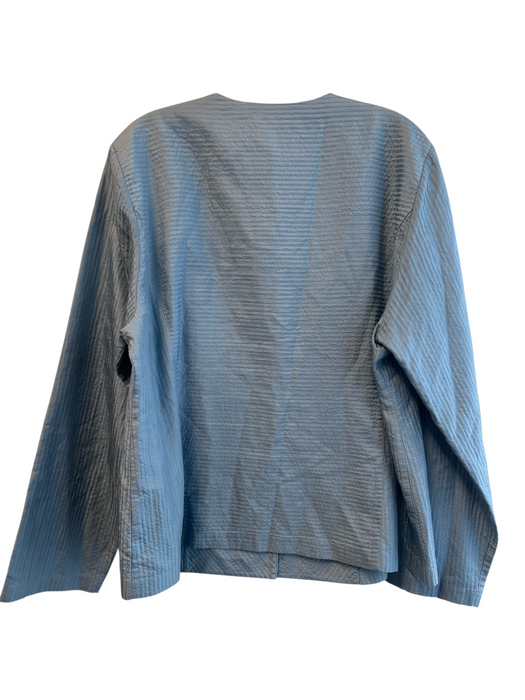 Eileen Fisher Size XL Blue Silk & Cotton V Neck Long Sleeve Quilted Top Blue / XL