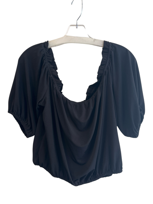 Veronica M Size XL Black Polyester Off Shoulder Short Puff Sleeve Cropped Top Black / XL