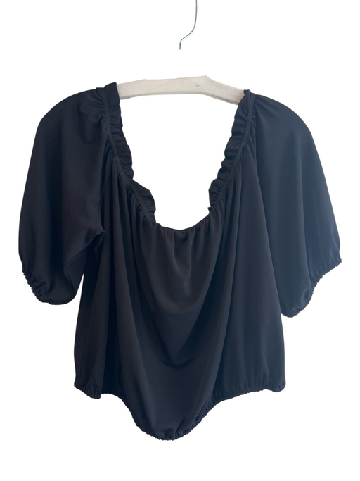 Veronica M Size XL Black Polyester Off Shoulder Short Puff Sleeve Cropped Top Black / XL