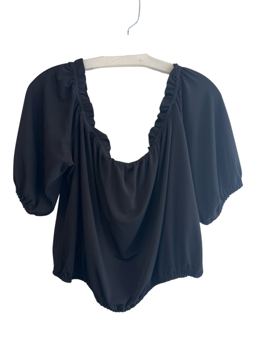 Veronica M Size XL Black Polyester Off Shoulder Short Puff Sleeve Cropped Top Black / XL