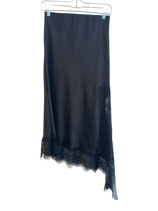 Charget Size Est XS Black Polyester Elastic Waist Side Slit Lace Hem Skirt Black / Est XS