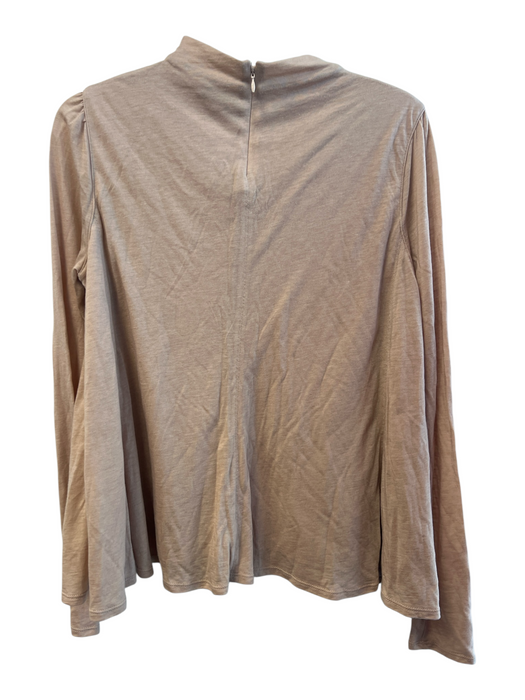 Rebecca Taylor Size M Tan Wool & Tencel High Neck Long Sleeve Back Zip Top Tan / M