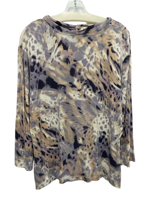St. John Size XL Purple, Orange & white Rayon Blend Draped Cowl Neckline Top Purple, Orange & white / XL