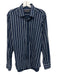 Dolce & Gabbana Size L Navy Blue & White Cotton Collar Neck Button Down Top Navy Blue & White / L