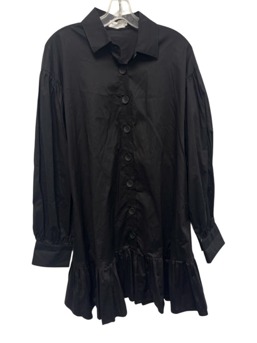 The Lulo Project Size XL Black Linen & Cotton Collar Neck Button Down Dress Black / XL