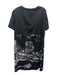 Lafayette 148 Size L Black & White Cotton Back Zip & Button Short Sleeve Dress Black & White / L