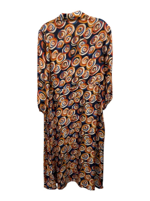 J. McLaughlin Size S Blue, Orange & Multi Silk & Cotton Collar Neck Dress Blue, Orange & Multi / S