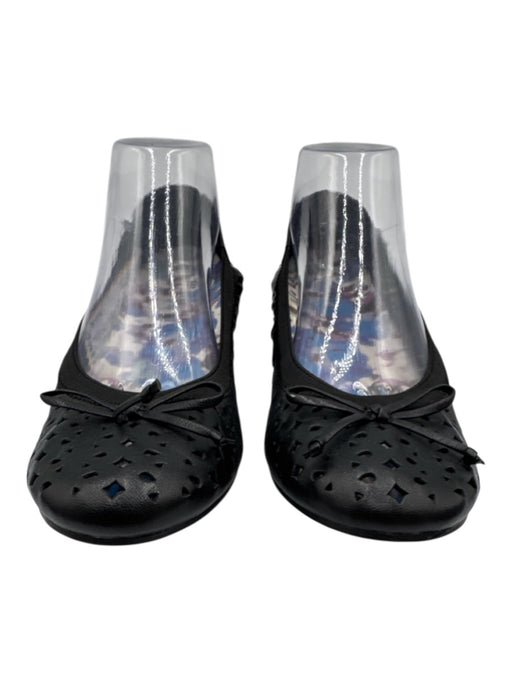 Vionic Shoe Size 8.5 Black Leather Geometric cutouts Bow Tie Round Toe Flats Black / 8.5