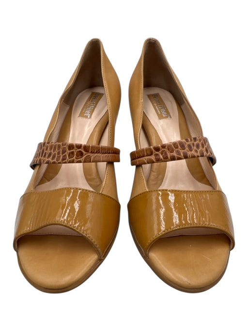 BeautiFeel Shoe Size est 9 Tan & beige Leather Peep Toe Croc Print Pumps Tan & beige / est 9