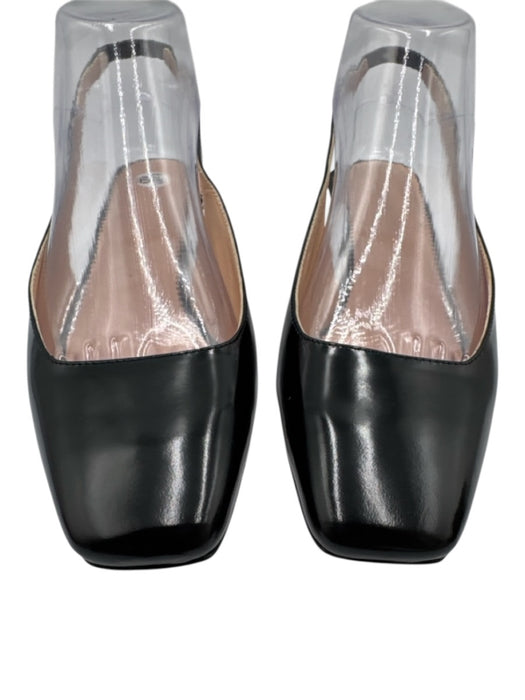 J.Crew Shoe Size 6.5 Black Leather Slingbacks Square Almond Toe Pumps Black / 6.5